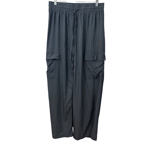 Kismet Los Angeles Pants - Urban Wide Leg Cargo Y2K Skater Pants High Rise Blue/Gray Streetwear Womens L